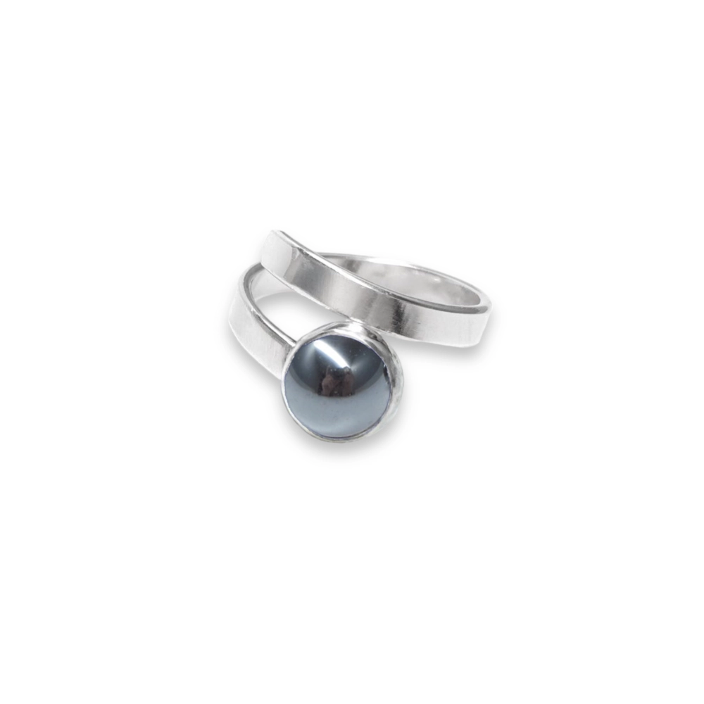 Sterling silver and 8mm Hematite ring